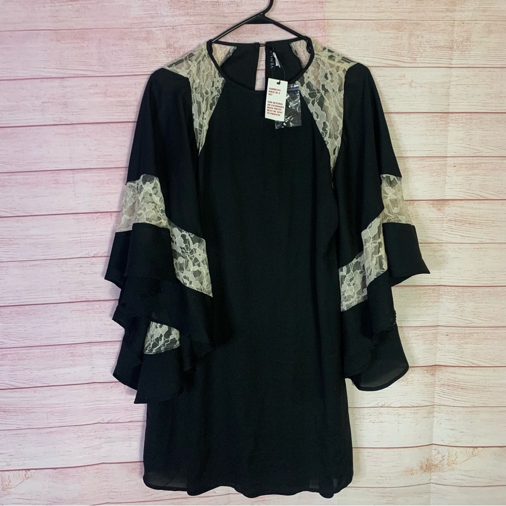 Venus Black Lace Shift Dress Size Medium